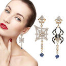 Crystal Rhinestone Spider Web Long Earring Stud Net Punk Pierced Ear Halloween