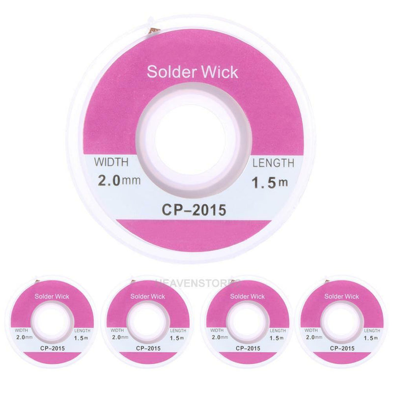 5PCS 5ft 2.0mm Desoldering Braid Solder Remover Sucker Flux Wick Cable Wire Lead