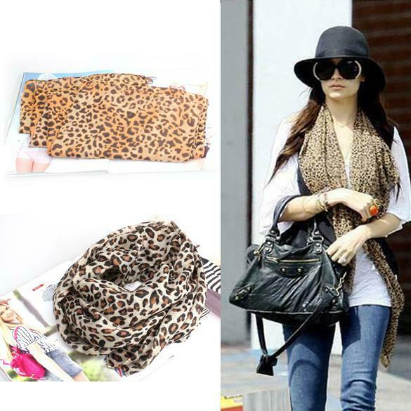 Women Fashion Leopard Printed Scarf Autumn Chiffon Long Shawls Scarves