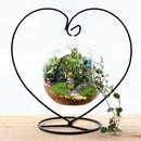 Black Heart-shaped Iron Hanging Plant Glass Vase Terrarium Stand Holder kOZME