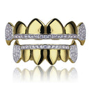 Crystal Rhinestone Teeth Grills Caps with 6 Top and 6 Bottom Grill Set Hip Hop