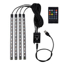 Vehicle LED Strip Remote Control Multi Color Glow Car Interior Light USB Port