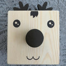 Humorous Reindeer Design Wood Desktop Pencil Cup Organizer / Novelty Eyegla X9M7