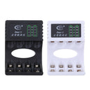 4 Slot LED Battery Charger for AA AAA Rechargeable NIMH NiCd Batteries Black