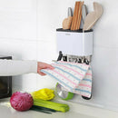 All In 1 Chopsticks Holder Rack Wall Mounted Space Saving Utensil Holder