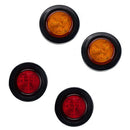 2x Amber 2x Red 2 inch Round 4 LED Trailer Truck Marker Clearance Lamp Kit
