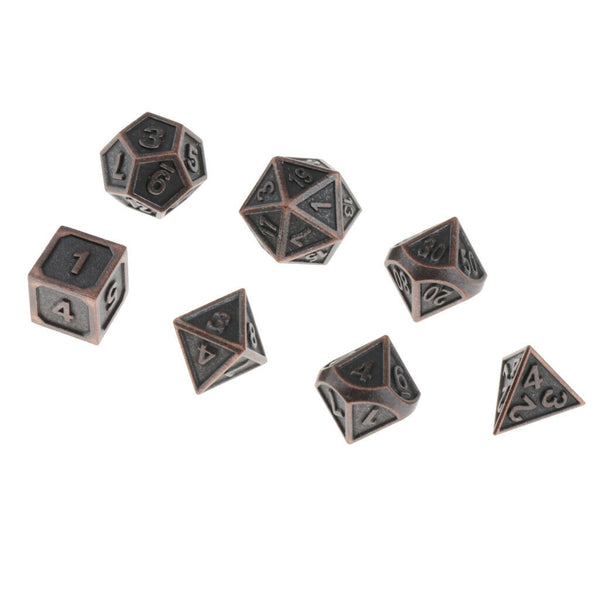 7x Polyhedral Metal Dice for Dragon Pathfinder RPG Board Games Red Bronze- B