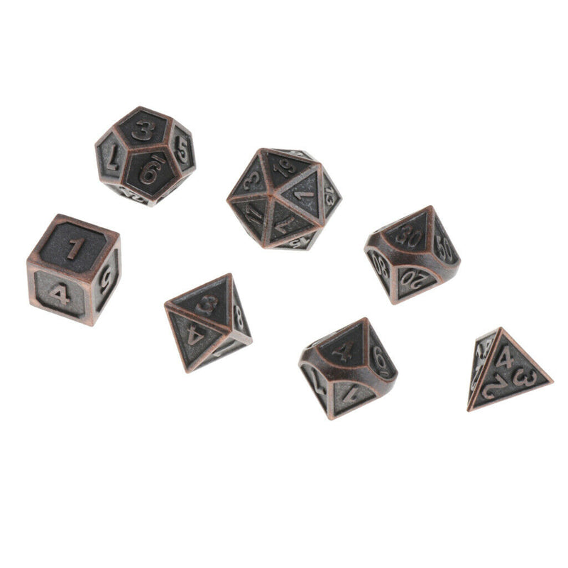 7x Polyhedral Metal Dice for Dragon Pathfinder RPG Board Games Red Bronze- B