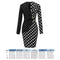 Wave Point Women Long Sleeve Lapel Stitching Formal Dress (Black M) A