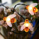 Solar Powered String Lights 30LED Honey Bee Shape for Garden Decoration CourC4V4