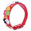 Soft Pu Leather Dog Collar Flower Padded(Red, S) I8I8