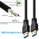 20ft USB 3.0 Type A Male to Male Cable 22AWG for Hard Drive Enclosure Modem