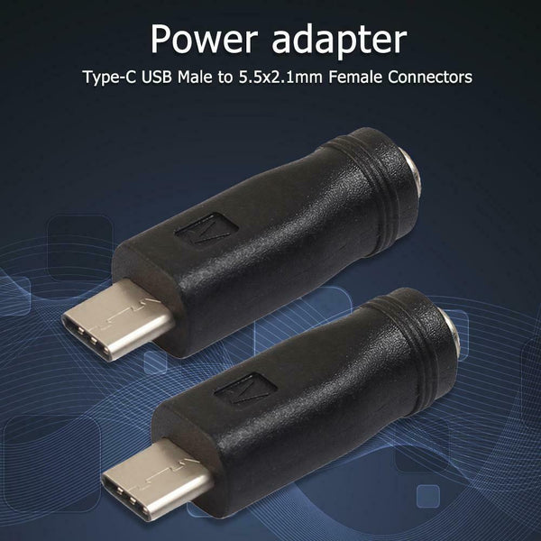 2pcs DC Power Adapter Type-C USB Male to DC5.5x2.1mm Female Jack Converter #gib
