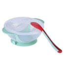 3pcs Baby Dinnerware Feeding Set Sucker Bottom Bowl Dust Cap Spoon Dishes A