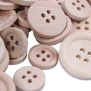 50 Pcs Mixed Wooden Buttons Natural Color Round 4-Holes Sewing Scrapbooking