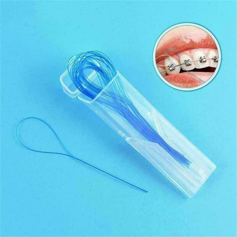 105X For Braces Bridges Implants Dental Floss Threaders Simple Loop With Case!!