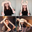 Cute funny plush animal rabbit ear hat with airbag jumping ear movable caps  ME