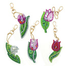 5pcs DIY Full Drill Special Shaped Diamond Painting Flower Keychain Craft
