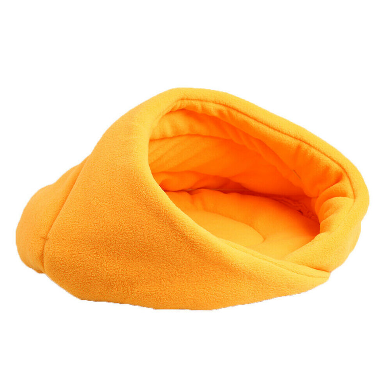 Warm Fleece Pet Sleeping Bag Nest Soft Kennel Cat Dog Bed House (Yellow M) A