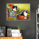 Diamond Painting Kits Cats and Flowers Full Round Drill Picture Handicraft