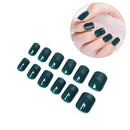 24pcs Solid green French False Nails Art Acrylic Full Cover Tips Manicure Gl%!