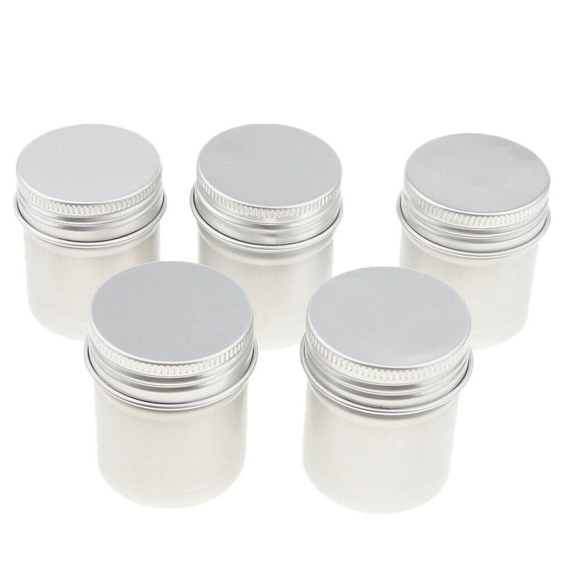 5 Pack 50ml Aluminum Metal Tins Containers with Screw Lid - Great for Spices,
