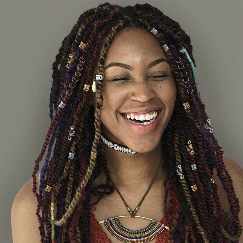 100Pcs Hair Coil Dreadlocks Beads Cuffs Braiding Clips Spring Twisted Braid U3W4
