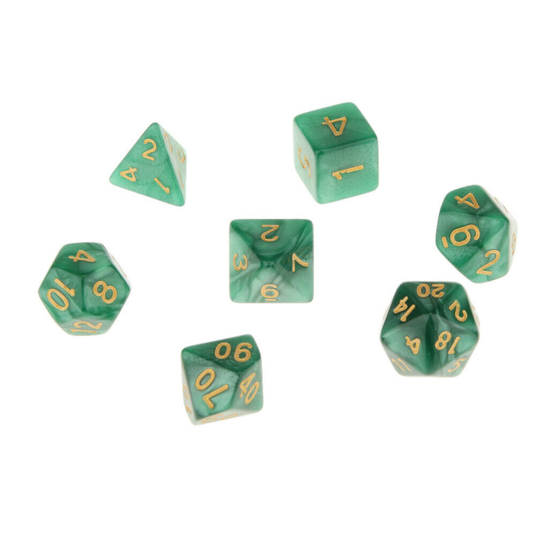 Set Of 14 Multi-sided Acrylic Dice Die Green + Blue For Coins