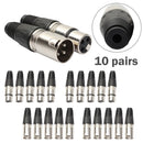 10Pair XLR 3Pin Female MIC Jack Plug Audio Microphone Cable Connector Black