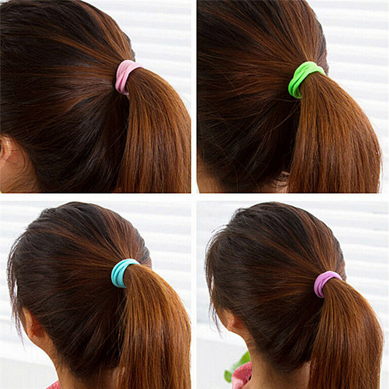 Best 100pcs Sports Elastic Rope Ring Hairband Women Hair Band Ponytail Holder LJ