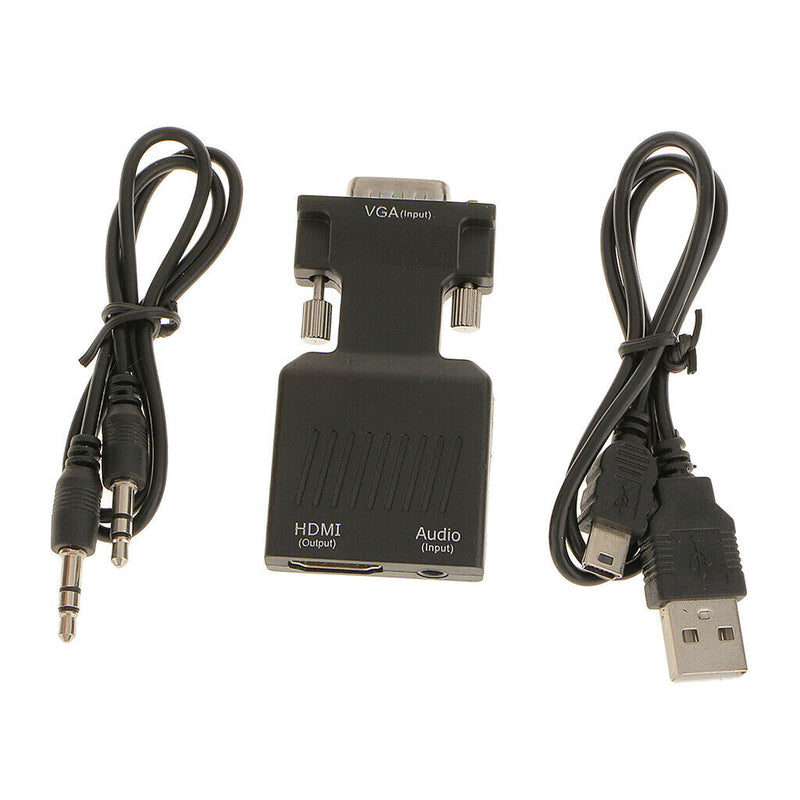1080P VGA Male to HDMI Female HDTV with 3.5mm Audio USB Plug Cable Adapter
