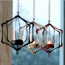 Wall Hanging Moroccan Wire Hollow Wedding Candle Holder Lantern D - Black