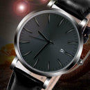 Simple PU Leather Band Men Teen Date Analog Daily Waterproof Quartz Watches A