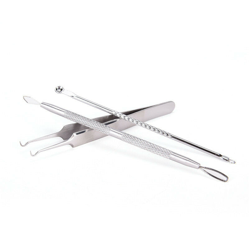 3Pcs Stainless Steel Facial Acne Spot Pimple Remover Extractor Tool Cleansers FT