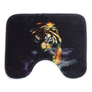 1X(3Pcs/Set Print Non Slip Toilet Bathroom Pad Tiger Pattern Carpet Absorbe