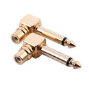 2-PACK RCA Female Jack to 1/4 inch Mono Male Plug Right Angle Audio