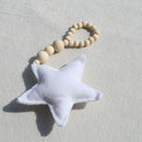 Wooden Beaded White Star Hanging Ornament for Home Wedding DIY Decor