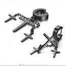 Black Stainless Steel Hoop Huggie Cross Dangle Pendant Earrings Studs Punk
