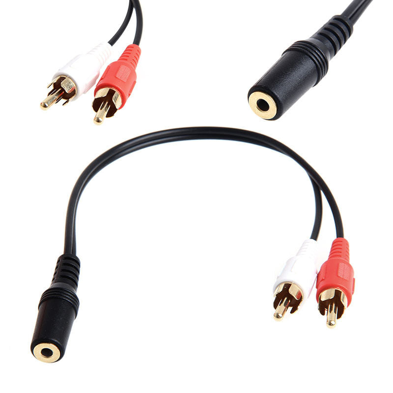 3.5mm AUX Male to 2 RCA Female Splitter Cable Stereo Audio AV Adapter Cord 1Pc