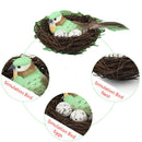 Garden Ornament Simulation Bird Nest Set Rattan Craft + Artificial Bird + EgA3C