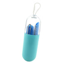 Collapsible Silicone Straw Reusable Folding Drinking Straw Blue Bendy_B
