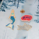 4X(Pins Shining Blue Mermaid Pins Brooches Badges Lapel Pin Collar T-Shirt V5E8)