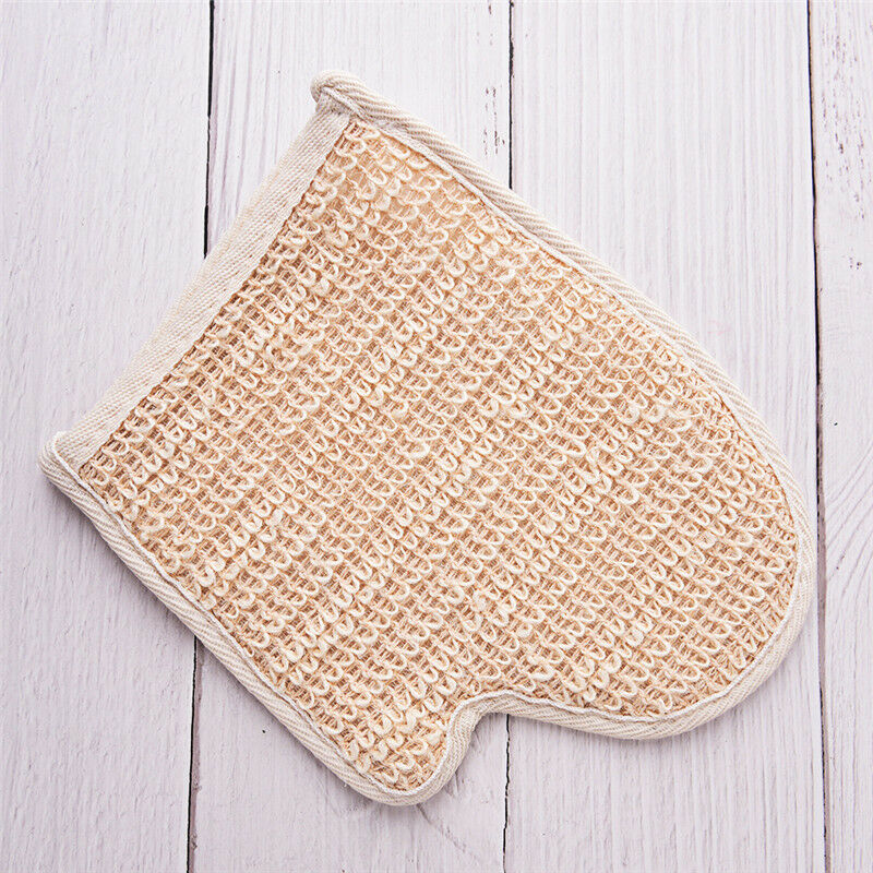 1X exfoliating bath glove natural sisal shower sponge cleansing body scrubber Ew