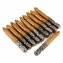 10pcs 50mm PH2 1/4 inch Hex Shank Magnetic Cross Head Screwdriver Bits Tita