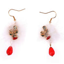 2021 New Year Gift  Plum Deer White Velvet Ball Red Crystal Earring PendantS Hn