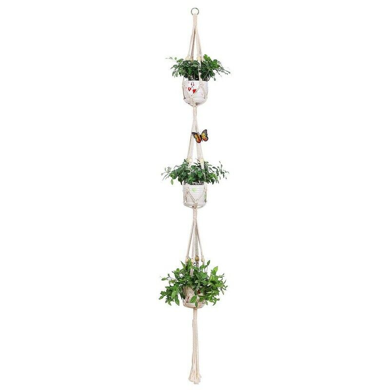 Macrame Plant Hanger For Hanging Planter Baskets Indoor Outdoor - 3 Tier La