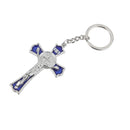 Blue Crucifix Jesus Keyring Holy Cross Key Ring Religious Catholic Gift