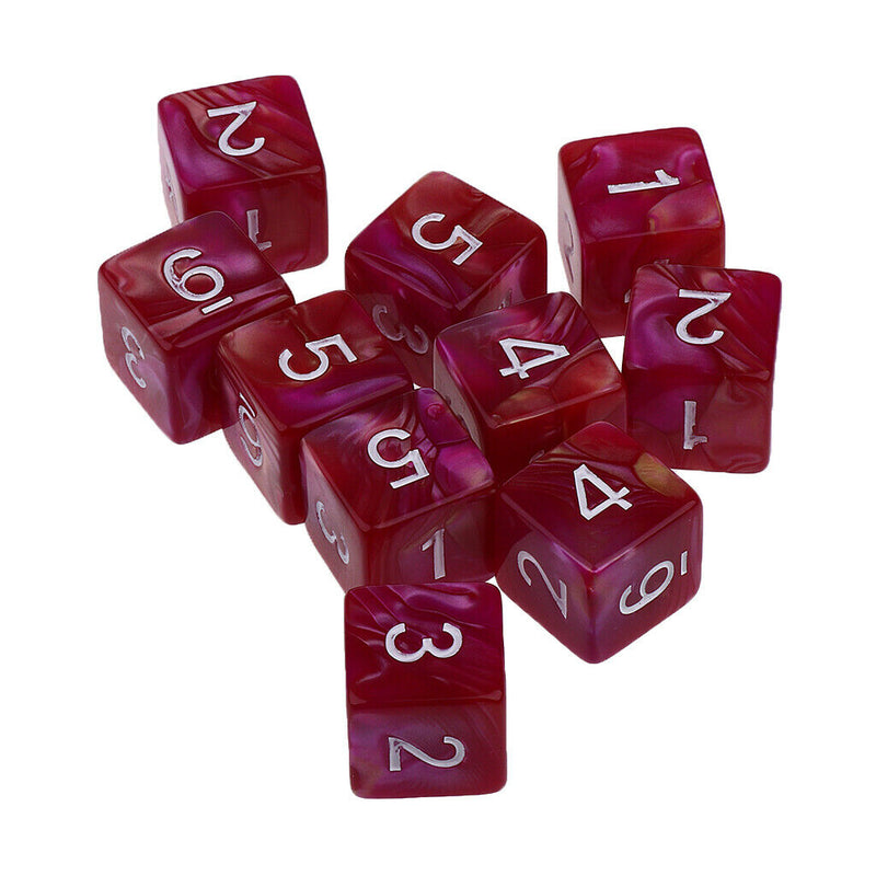 10pcs 6 Sided Dice D6 Polyhedral Dice for Dungeons and Dragons Table Games Red