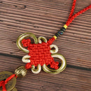 Wealth Success 3 Copper Coins Rope China Knot Red Rope Feng Shui Lucky 3C