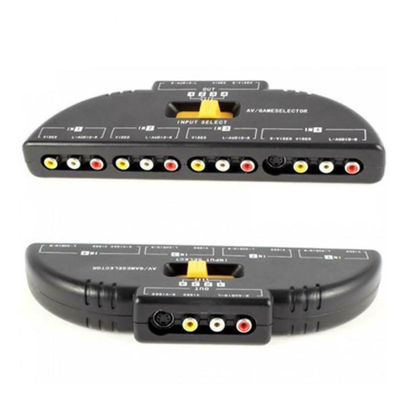 Audio Video AV RCA Switcher Selector Box Composite Splitter w/ Cable